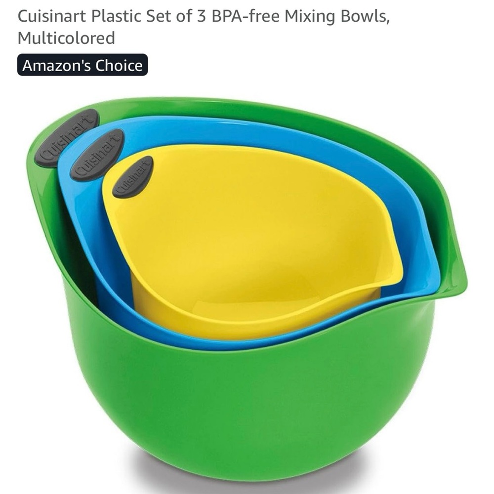 Cuisinart Set of 3 Nesting Vibrant Mixing Bowl Set. NEW